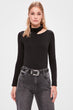 Black Striped Cut Out Detail Knitted Blouse