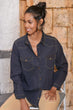 Women Blue Double Pocket Denim Shirt