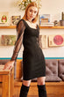 Women Square Collar Handle Gauze Sweater Dress