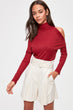 Shoulder Low-Cut Knitted Blouse