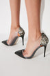 Black Snake and Transparent Detailed Women Heels Shoes