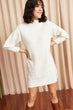 Women Sheer Neckline Soft Textured Sweater Tunic