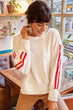 Women Handle Strip And Stone Detail Soft Textured Sweatshirt