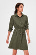 Khaki Shirr Detail Dress