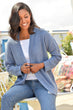 Women Blue Sweater Cardigan