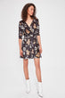 Flower Print Velvet Knitted Dress