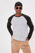 Male Bike Collar Striped Long Sleeve New T-Shirt