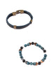 Men Natural Stone and Leather Hook Bijouterie Bracelet
