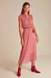 Pointelle Knitted Dress With V Neck In Lurex Pink Silver