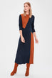 Navy Blue Color Block Knit Dress