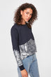 Trendyol Navy Blue Leaf Knitted Sweatshirt TWOAW20SW0085