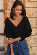 Women Black Front Back Double Breasted Sweater