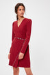 Burgundy Double Breasted Collar Dress