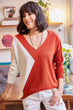 Women Blocky V-Neck Temporary Shed Knitwear Sweater