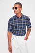 Male Plaid Lumberjack  Slim Fit Shirt New