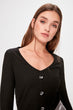 Black V-Neck Knitted Blouse