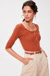 Cinnamon Ribbed Knitted Blouse