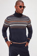 Male Turtleneck Jacquard Panelled Knitwear Sweater