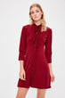 Maroon Coupling Detailed Knit Dress