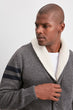 Male Shawl Collar  Sleeve Striped Sweater Cardigan