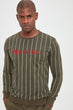Men Long Sleeve Cycling Collar Stripe Sweatshirt