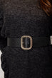 Women Black Chain Motif Buckled Belt