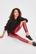 Burgundy Leather Looking Knitted Leggings