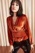 Women  Double Breasted Velvet Blouse