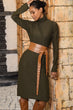 Women Khaki Turtleneck Dress