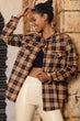 Women Plaid Double Pocket Shirt Jacket