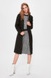 Black Front Single Button Woolen Long Stamp Coat