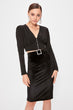 Black Stone Buckle Detail Velvet Skirt