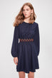 Navy Blue Embroidered Dress