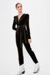 Black Lacing Detailed Double Breasted Collar Jumpsuit