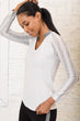 Women Silvery Gray Crew Neck Knitwear Blouse