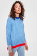 Blue Asymmetrical Color Block Sweater Pullover