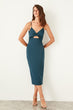 Petrol Low-Cut Detail Dress