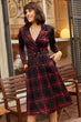 With Pocket Arched Plaid Dress