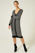 Houndstooth Knitted Dress With V Neck Woman Multi