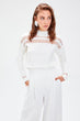 WOMEN-Raw White Tulle Detailed Knitwear Sweater