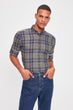 Khaki Male Plaid Lumberjack Epaulets Slim Fit Shirt New