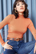 Women Half Turtleneck Shiny Textured Sweater