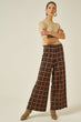 Checker Pattern Knitted Trouser With Pleat Detail Woman Brown