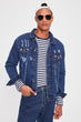 Indigo Male Destroylu Trucker Jacket