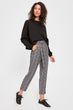Gray Lacing Detailed Plaid Pants