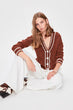 Brown Fronting Back Button Detail Sweater Cardigan
