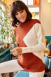 Women Sheer Neckline Blocky Knitwear Sweater