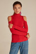 Knitted Jumper With Cold Shoulder Detail Woman Red