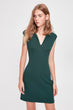 Emerald green V Neck Knitted Dress