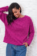 Female Violet Pompom Textured Collar Sweat